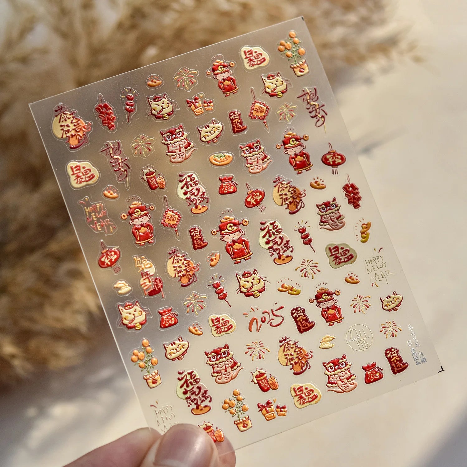 3D Thin and Tough Nail Stickers New Year Red Horse Paper-cutting Window Decorations Nail Art Stickers DIY Nails Accessory Decals
