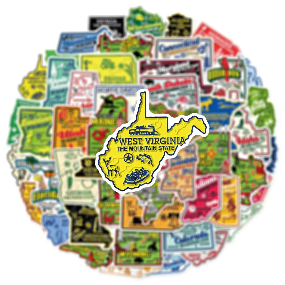 50 Pieces Of Map Doodle Stickers For Luggage, Water Cups, Mobile Phones, Diaries, Notebooks, Skateboards And Waterproof Stickers