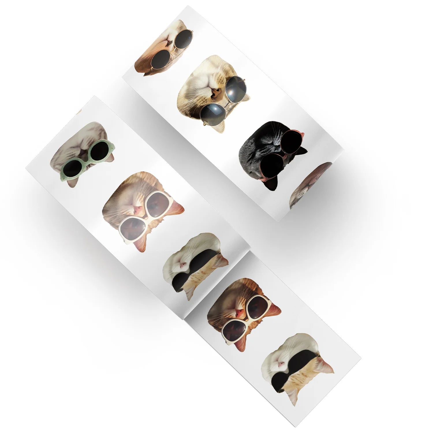 500PCS Roll Stickers Cute Cartoon Wearing Sunglasses Cat Head Decoration Reward Stationery Stickers for Children