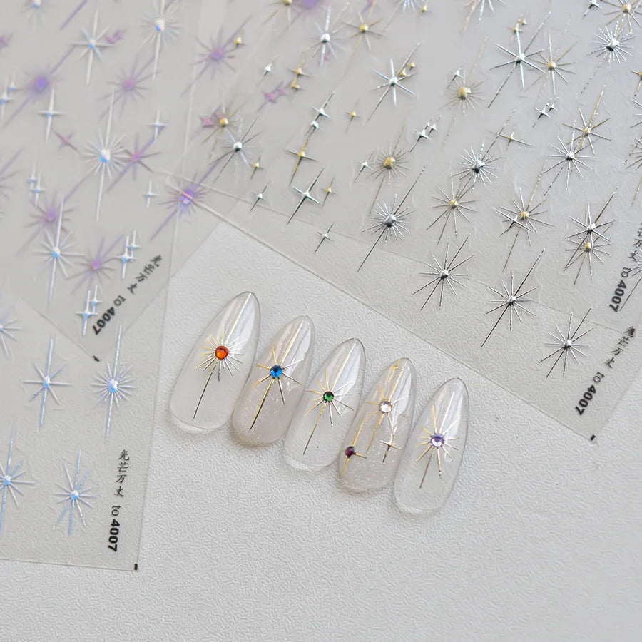 Gold-embossed Nail Stickers 5D Laser Powder Dazzling Gold and Silver Stickers On Nails DIY Wedding Nail Decoration Parts Decals