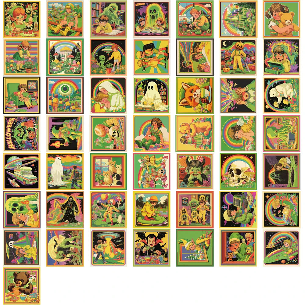 50PCS American Retro Comic Style Stickers Creative Gift Laptop Luggage Wall Art Room Creative Skateboard Cafe Room Decor
