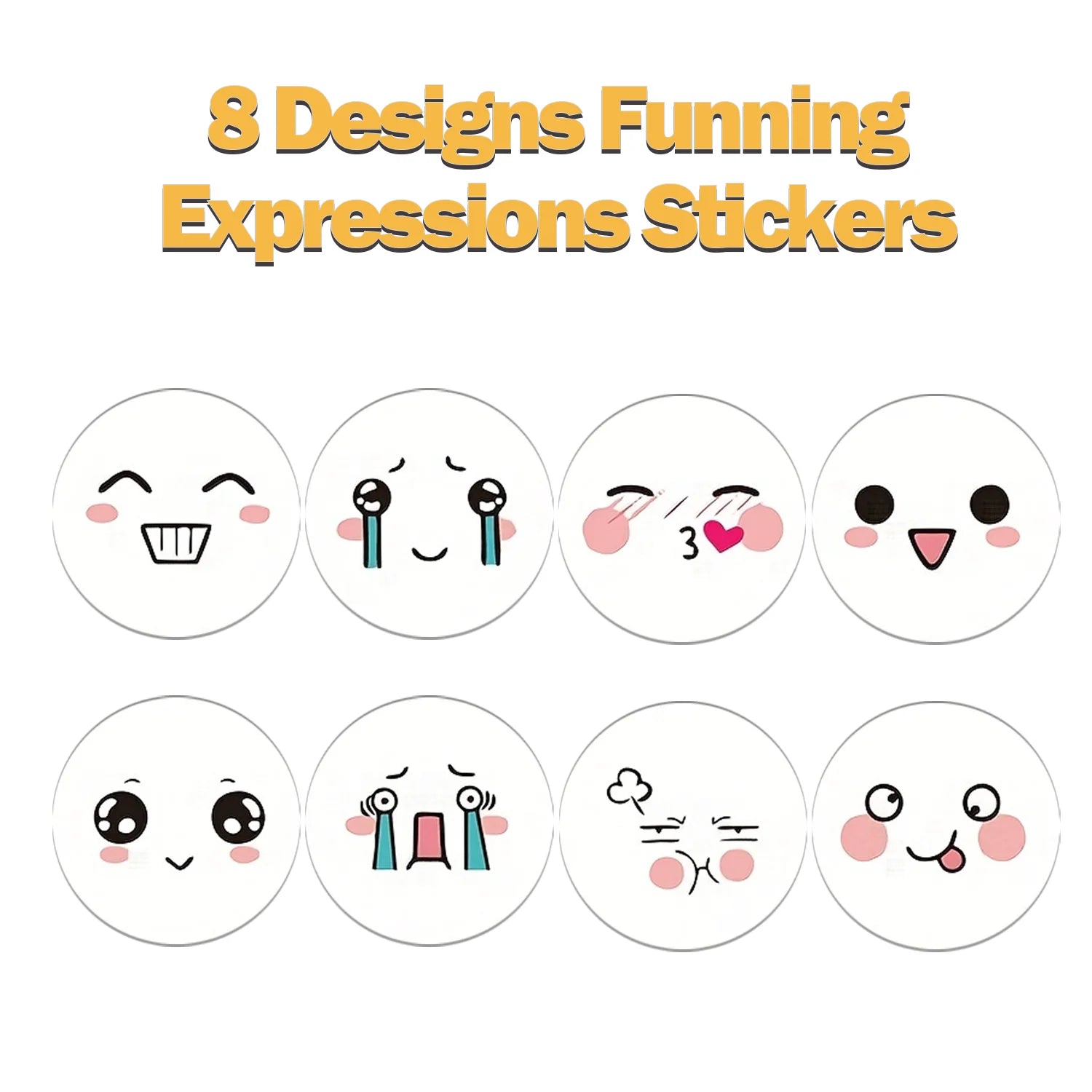 1Roll(500pcs) 1'' Round Funning Face Expressions Stickers for Kids Teacher Reward School Supplies Animal Incentive Home Decor