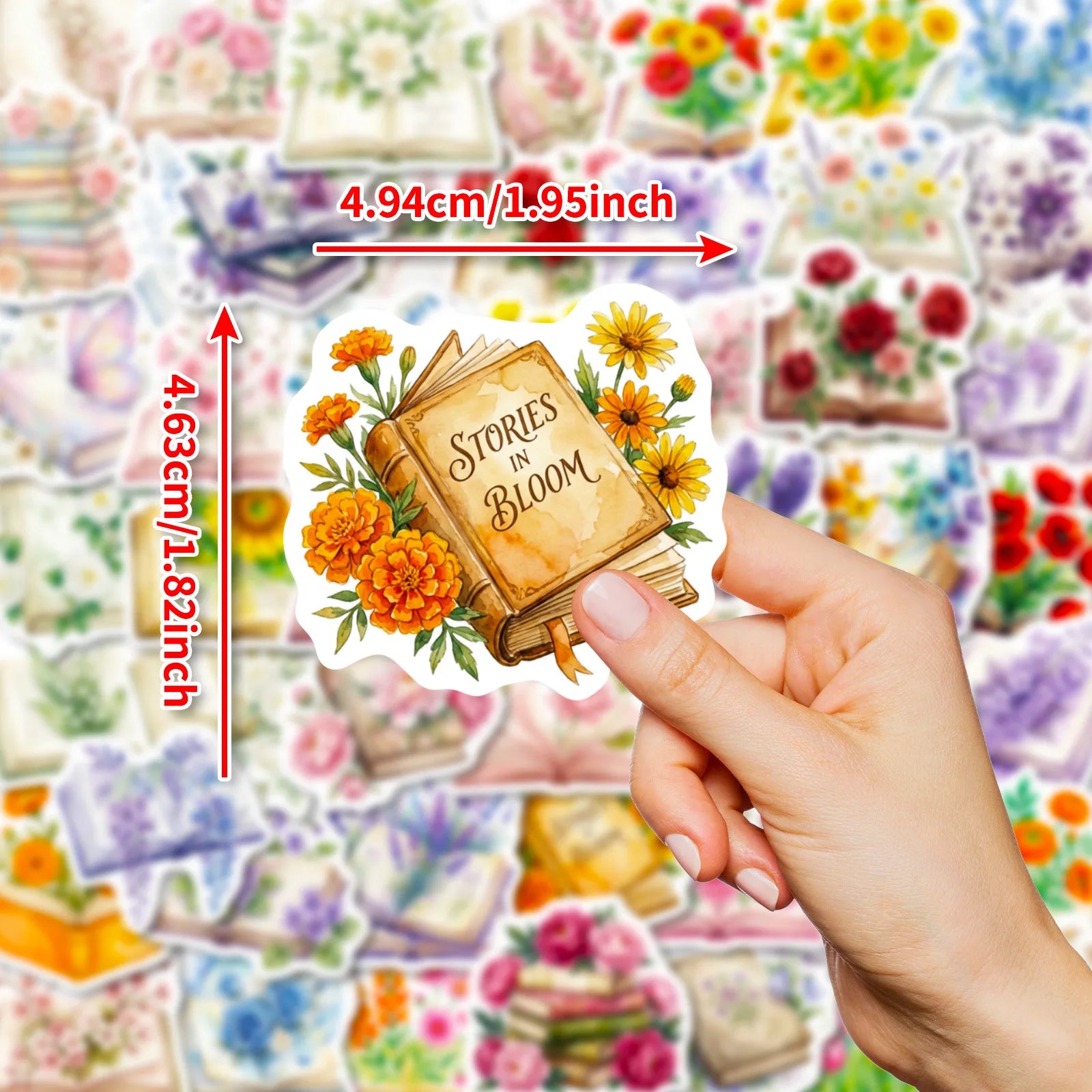 56-Pack Books & Flowers Waterproof Graffiti Stickers for Luggage Skateboards Journals And More