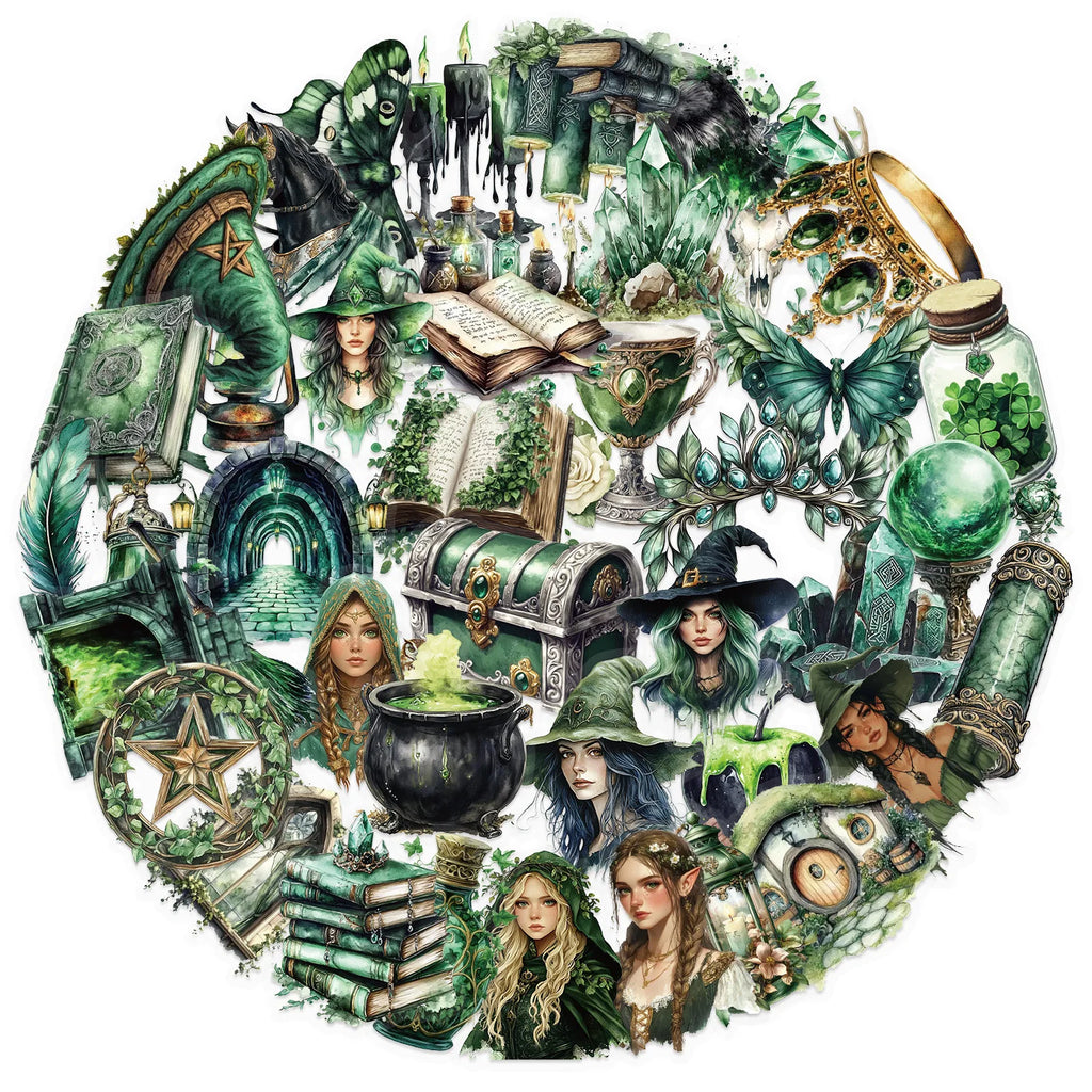 50/100PCS Witch of the Woods Theme Stickers Scrapbooking Collage Material Decorative Phone Case Frame DIY Waterproof Stickers