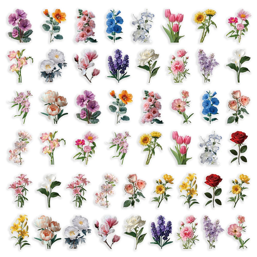 200Pcs Transparent PET Fruit & Green Tree & Flower & Mushroom Stickers For Scrapbook, Journaling, Laptop, Bumper, Skateboard