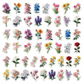 50Pcs Ink Flower Stickers DIY Phone Case Material Handbook Water Cup Plant Transparent PET Stickers