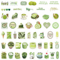 50/100Pcs Green Coffee Cake Fresh Style Stickers DIY for Notebook Skate Phone Helmet Album Fridge Removable Fade Resistant Decal