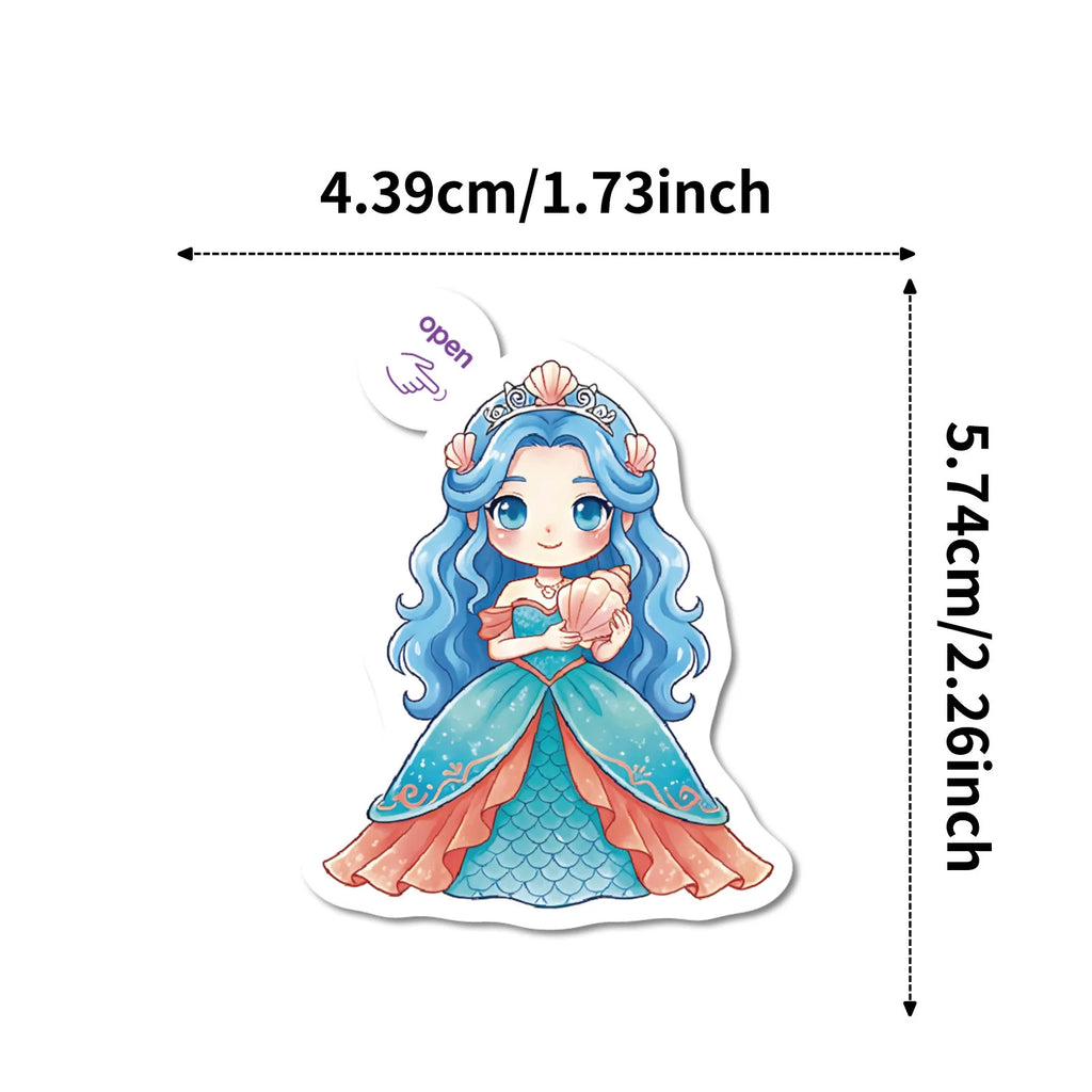 50/100 Pcs Cartoon Princess Dress Theme Stickers for Laptop Scrapbook Phone Case Thermos Toy Shelf File Holder Removable Decals