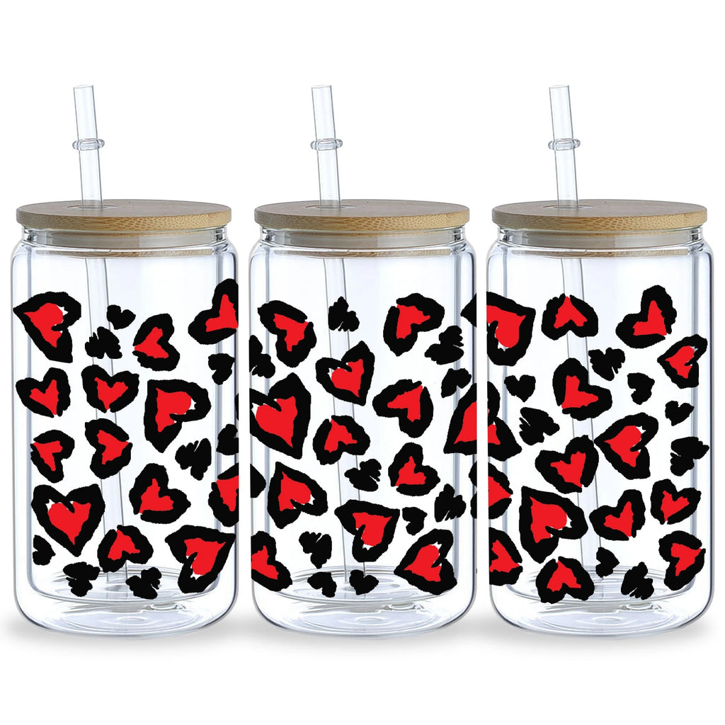 5 sheets Cartoon UV DTF Cup Stickers, DTF Friction Transfer Stickers, Waterproof Leopard Print Transfer Stickers