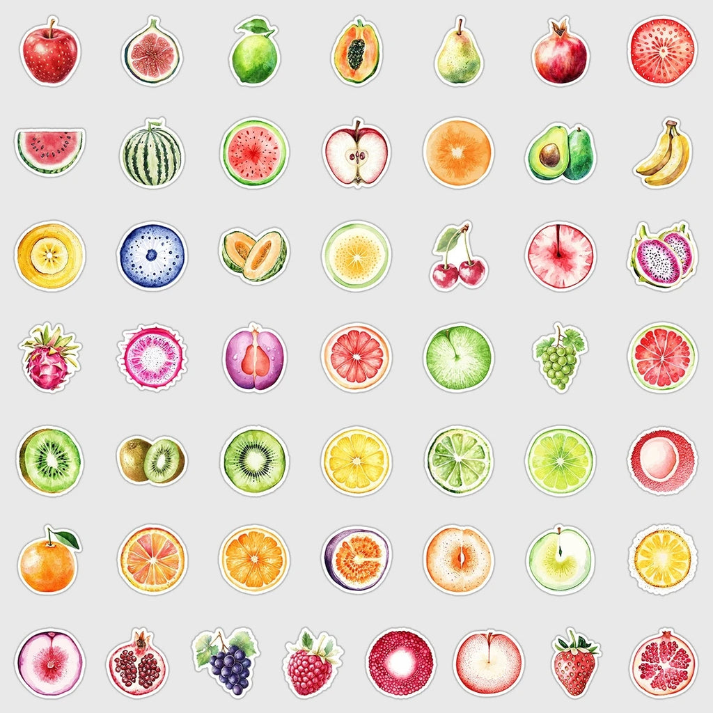 50/100PC Cartoon Fruit Aesthetic Graffiti Award Stationery Sticker Water Cup Trunk Waterproof Decor Sticker Creative Stickers