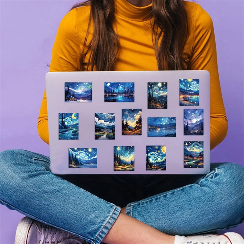 10/30/50PCS Cartoon Starry Sky Paint PVC Sticker Aesthetic Decoration Scrapbooking Sketchbook Korean Stationery School Supplies