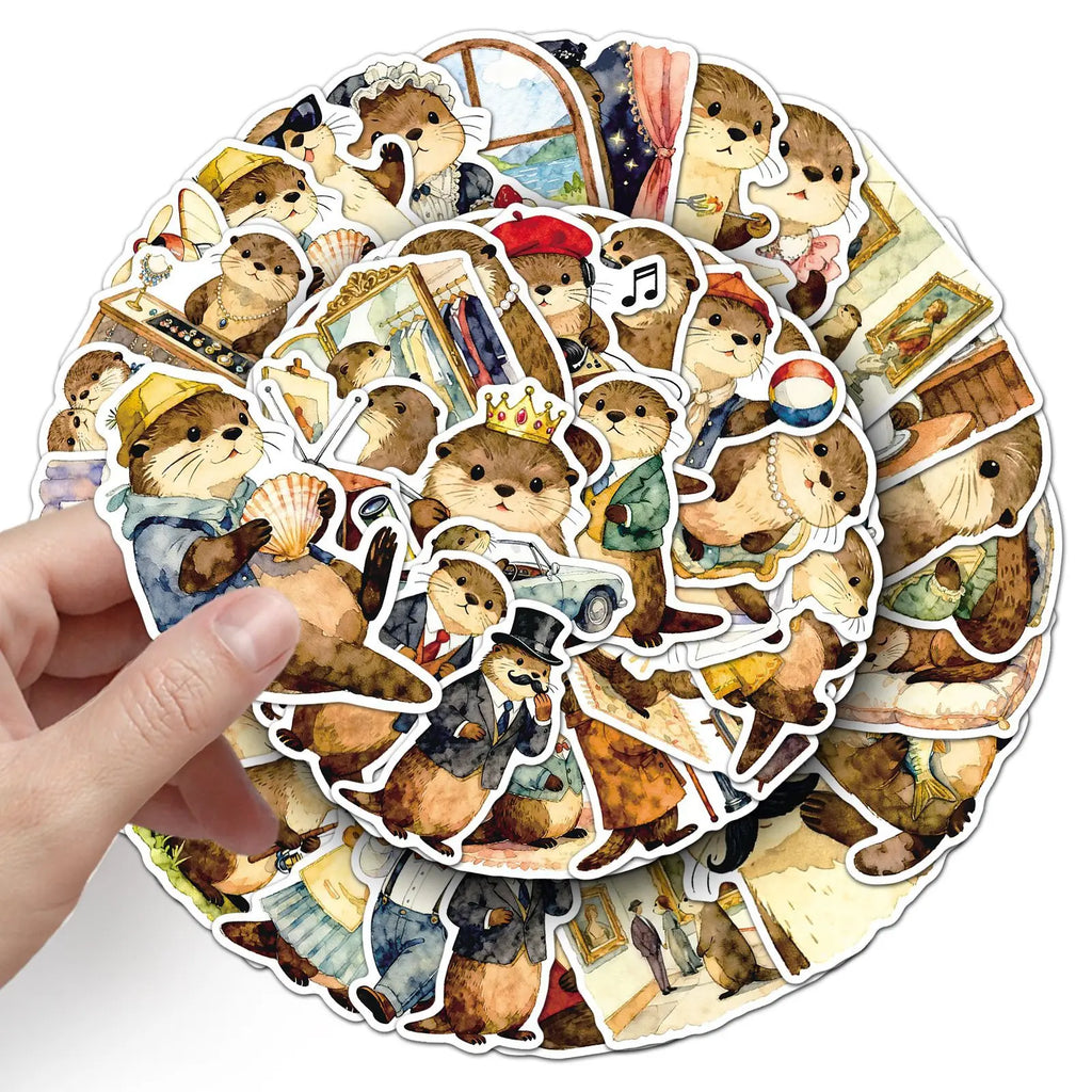 50-Pack Cartoon Otter Stickers Waterproof Decorative Decals for Water Bottles Laptops Mobile Phones Notebooks Luggage