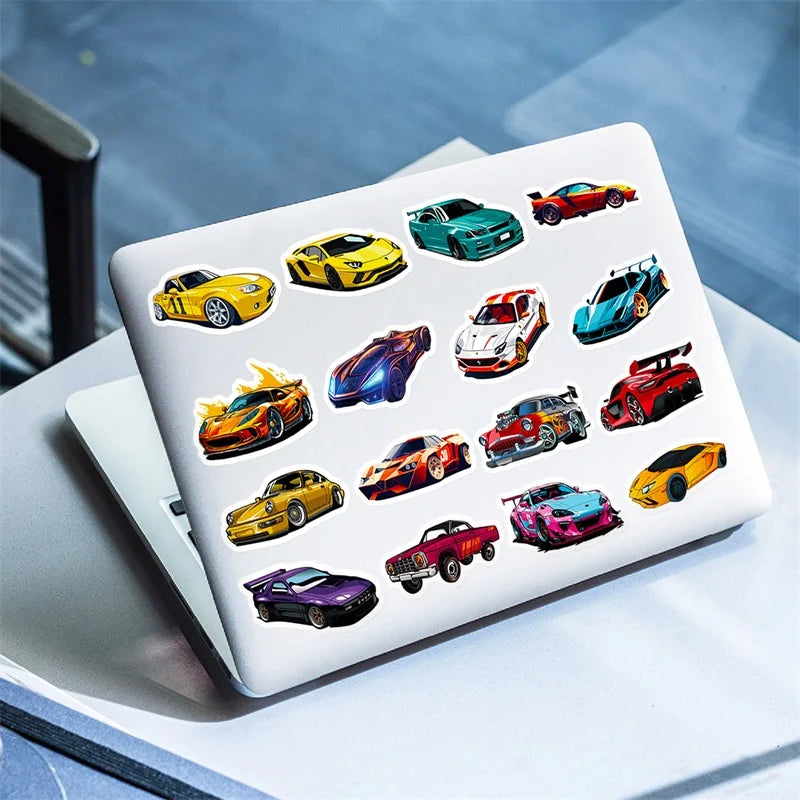 10/30/50PCS Cute Cool Car PVC Sticky Sticker Aesthetic DIY Korean Stationery Decoration Scrapbooking School Supplies for Kids