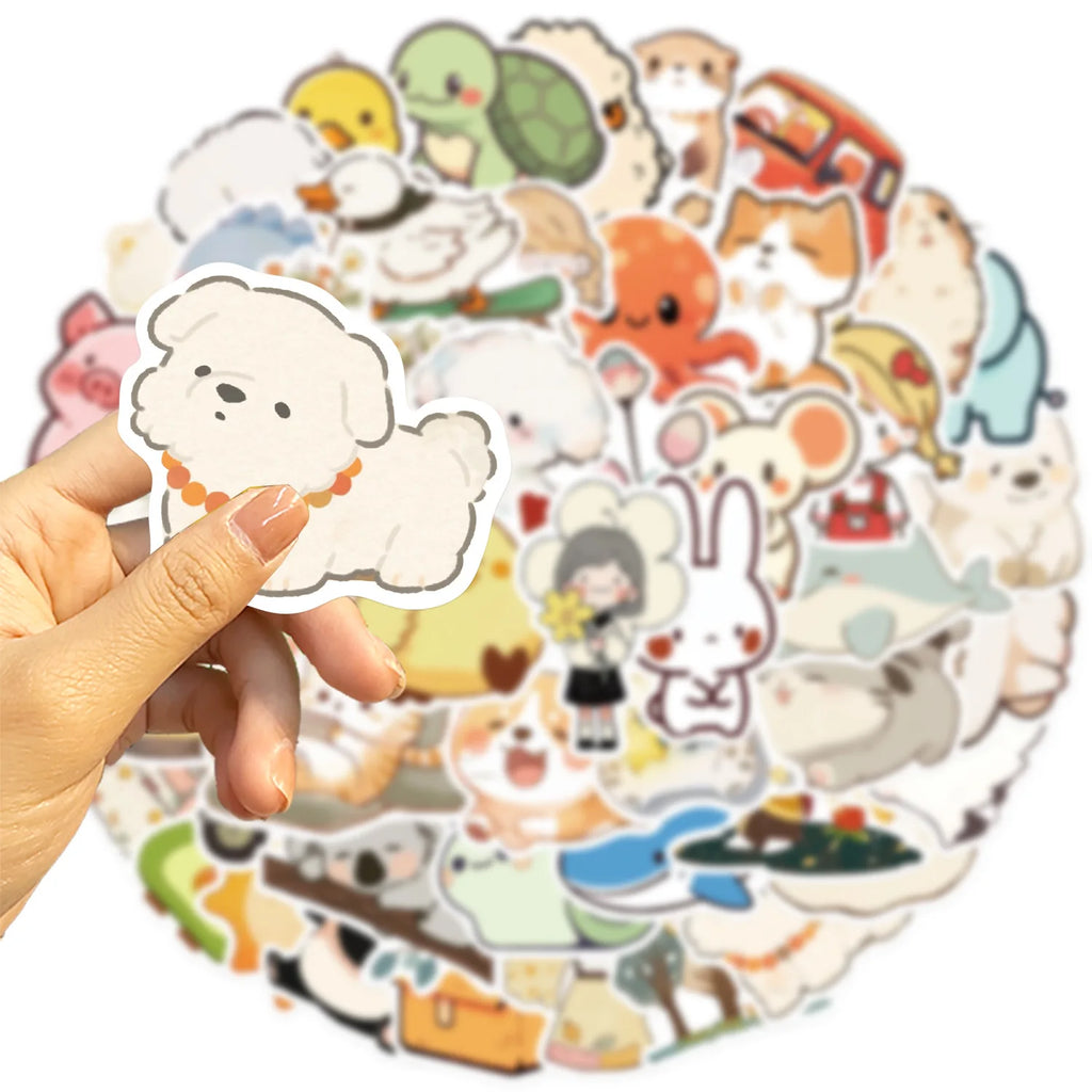 50/100PCS Cartoon Simple Style Cute Stickers Decorative Guitar Notebook Luggage DIY Waterproof Party Stickers