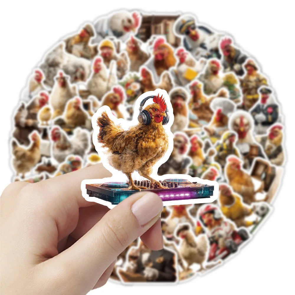 50/100 Pcs Unique HD Rooster Fun Stickers DIY Crafts for Room Furniture Skate Helmet Notebook Invitation Cooler Scrapbook Decals