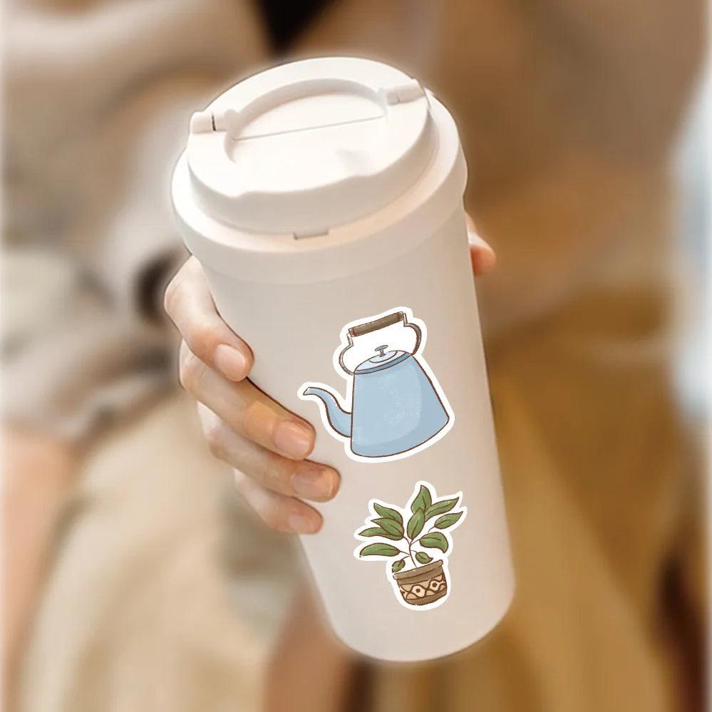 60-Pack Artistic Cartoon Hand-Drawn Furniture Stickers for Water Bottles Guitars Helmets Notebooks Luggage Stationery DIY