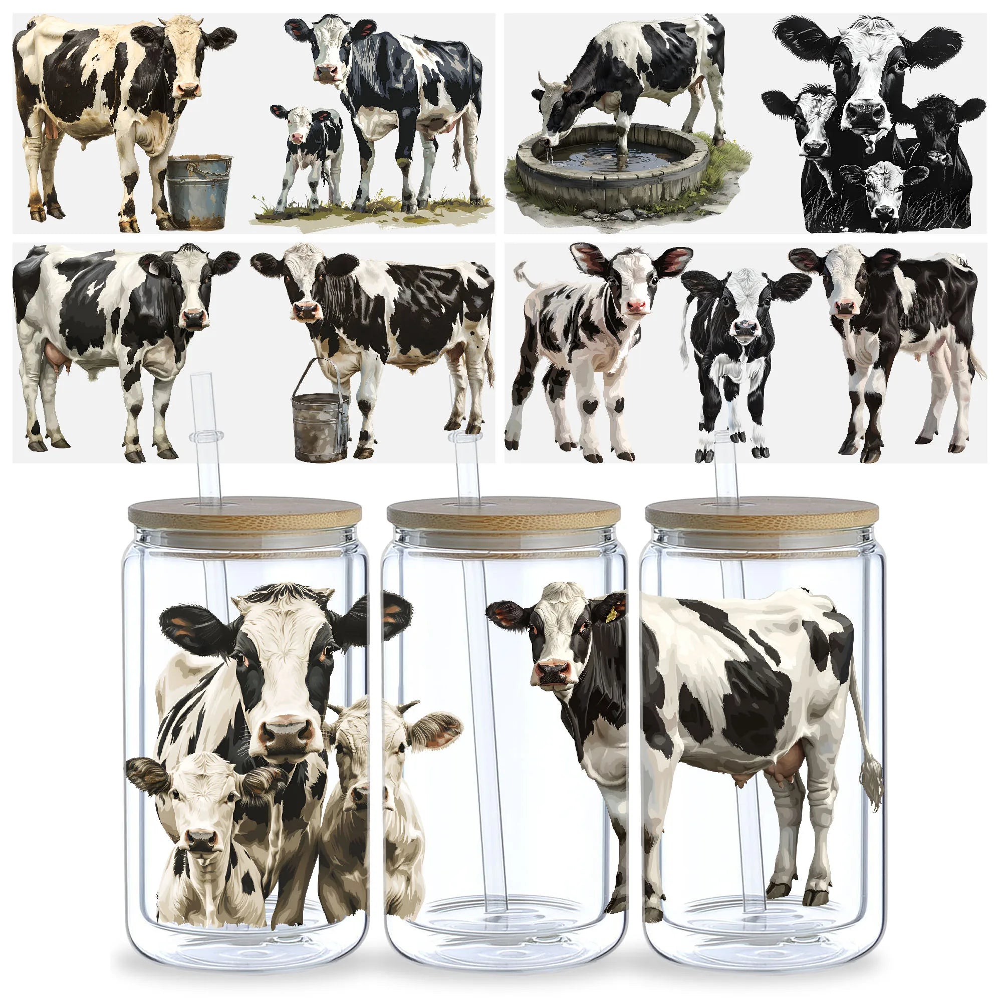 5 sheet Animal UV DTF Cup Stickers, DTF Transfer Stickers, Waterproof Wipe Transfer Paper for 16oz Glass, Mug, Crafts, Furniture