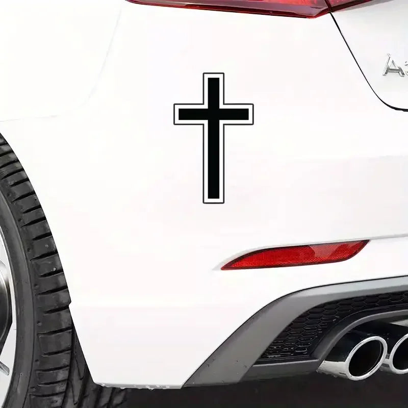 Cross Decal (black) Faith, 6.43in×3.93in| For Cars, Trucks, Laptops, Cups, Windows, Glass, Walls, Indoor And Outdoor Use, Vinyl