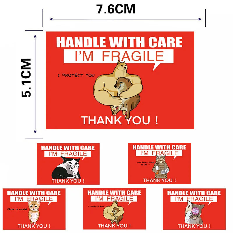 200Pcs/Roll Cute Funny Fragile Meme Print Bicycle DIY Laptop Landscape Gifts Art Coffee Bicycle Retro Graffiti Stickers