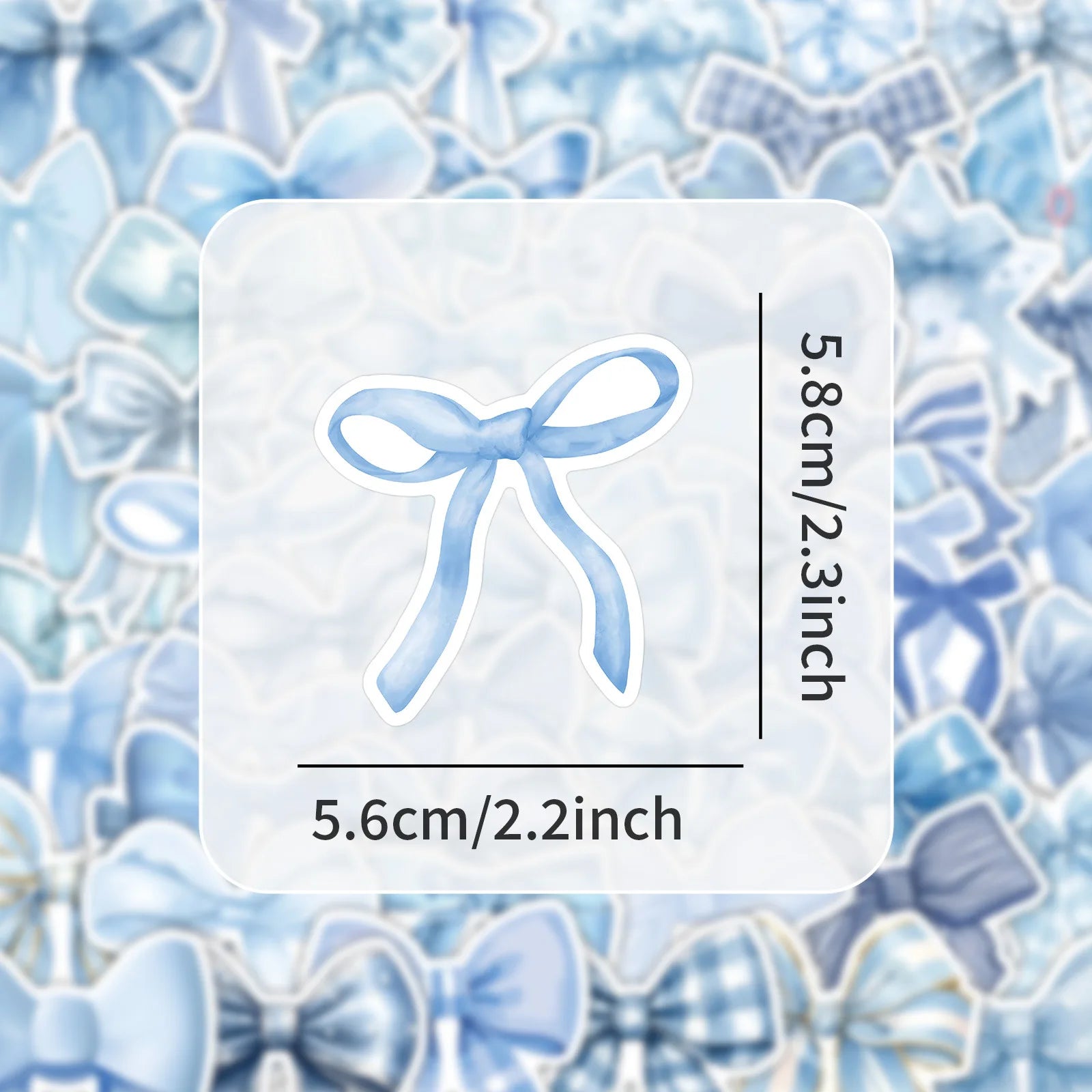 50/100PCS Cartoon Blue Bow Stickers Decorative Stationery Box Waterproof Stickers