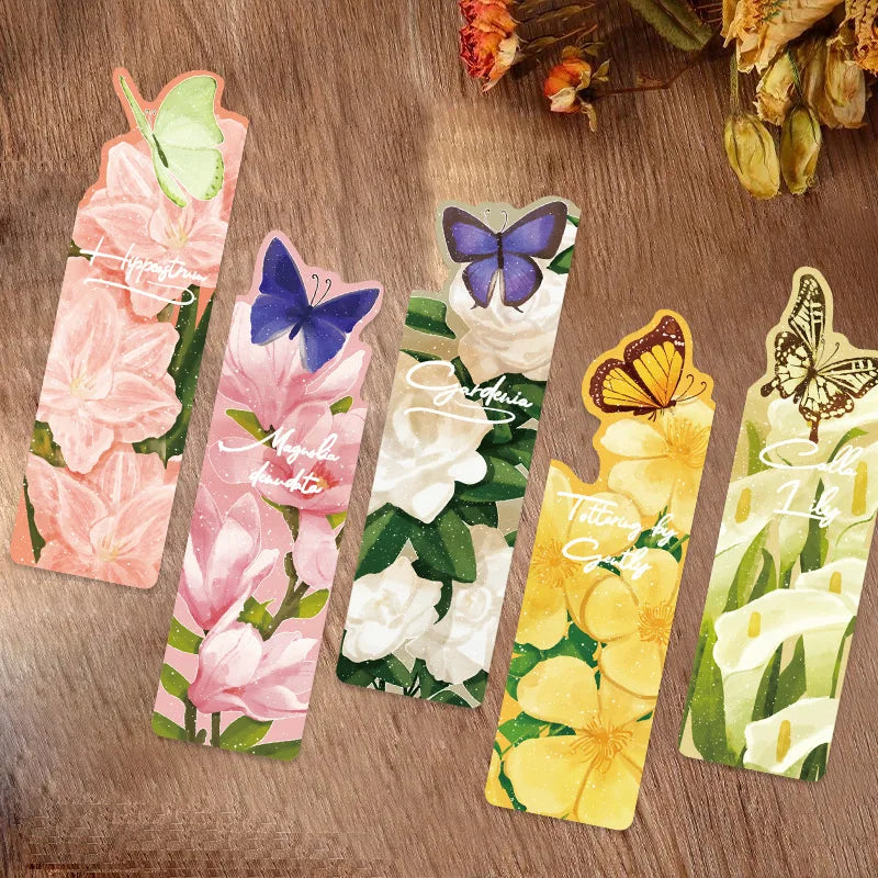 30Pcs Butterfly Floral Series Simple Hand-Account Literary Creative Material Ins Reading Bookmark DIY