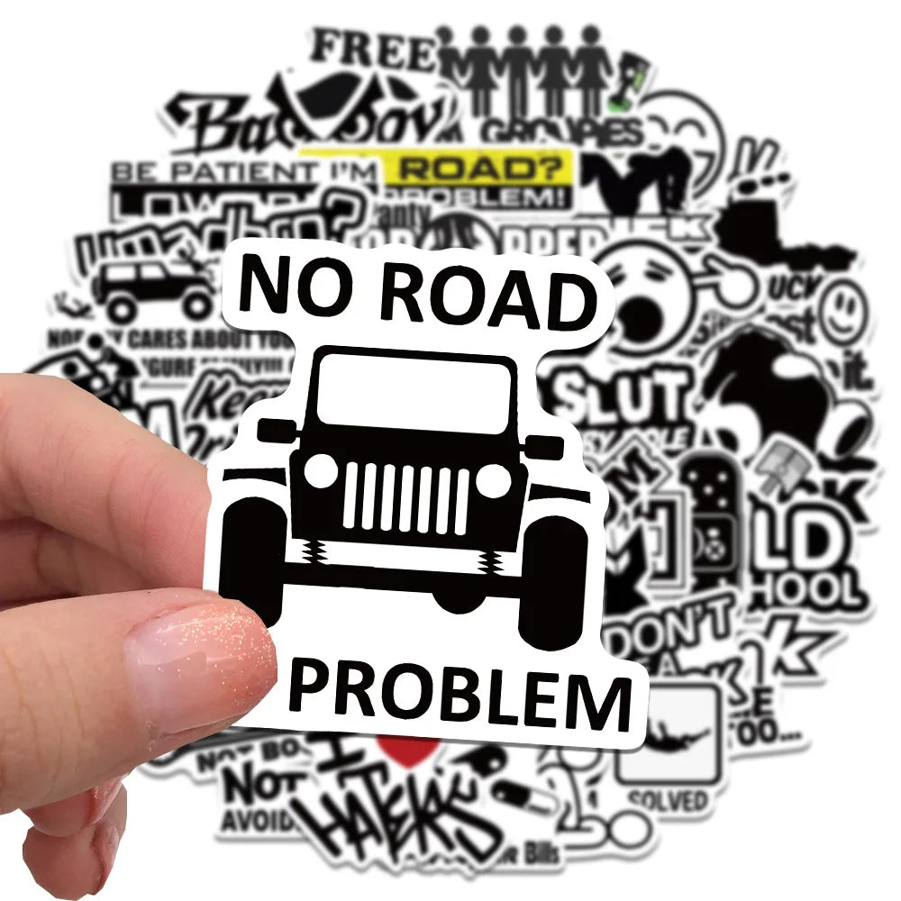 50pcs Funny JDM Styling Stickers Skateboard Luggage Bumper Bike Car Motorcycle Scooter Cool Sticker Toy Waterproof