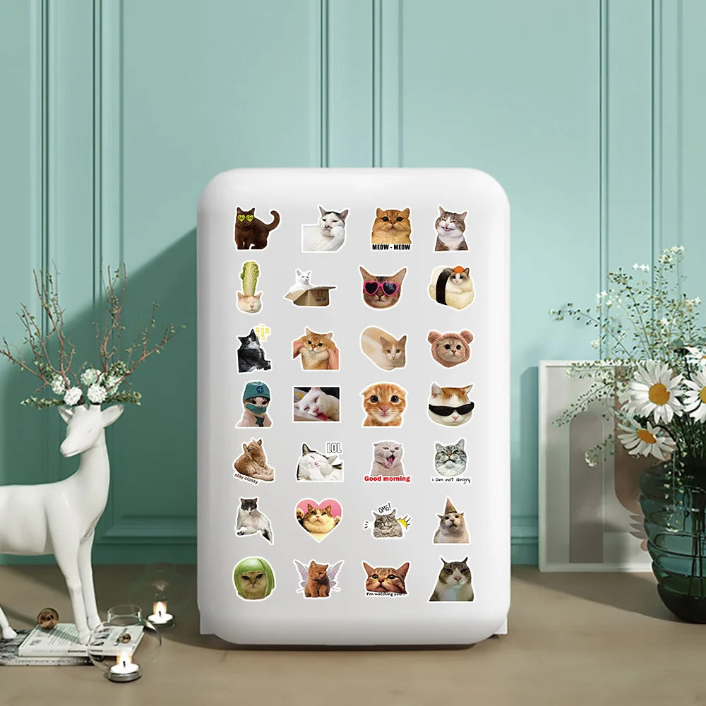 50-Pack Funny Cat Stickers for Decorating Computers Phones Stationery Notebooks - Reward Decal Stickers