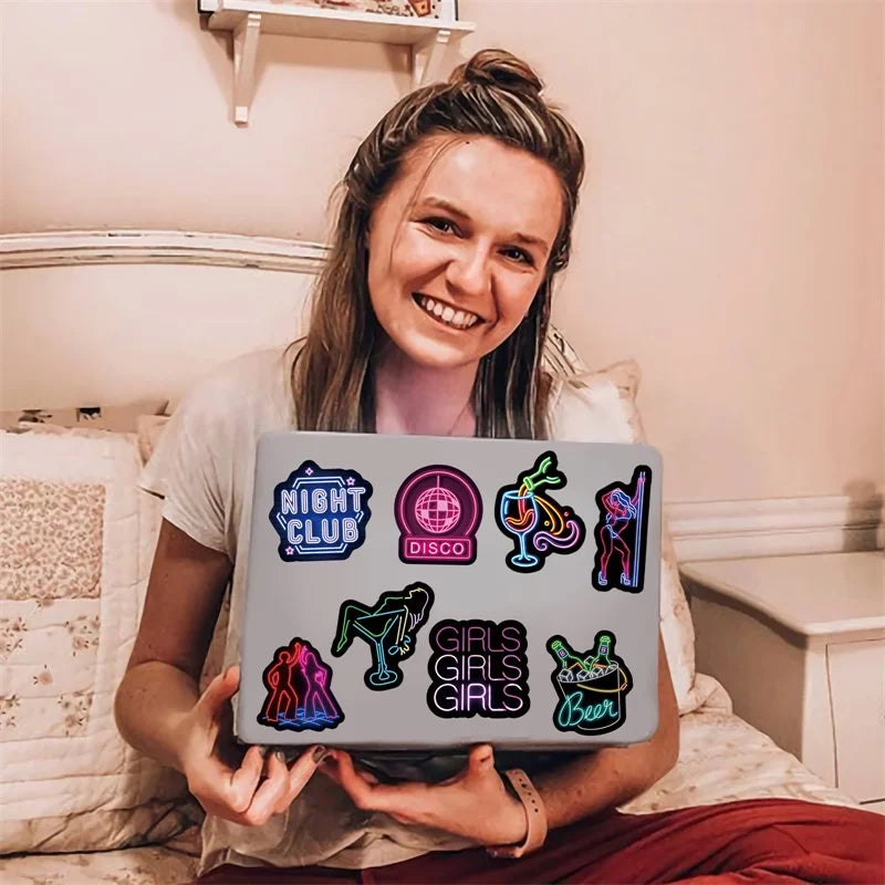 10/30/50PCS Crazy Neon PVC Sticky Sticker Aesthetic DIY Korean Stationery Decoration Scrapbooking School Supplies for Kids