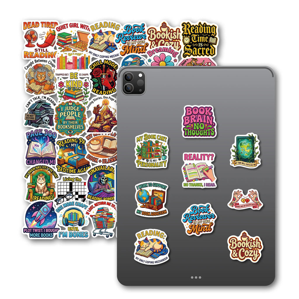 56/112 Pcs Colorful Creative Reading Theme No Repeat Stickers DIY for Phone Notebook Stationery Box Helmet Car Bookshelf Decals