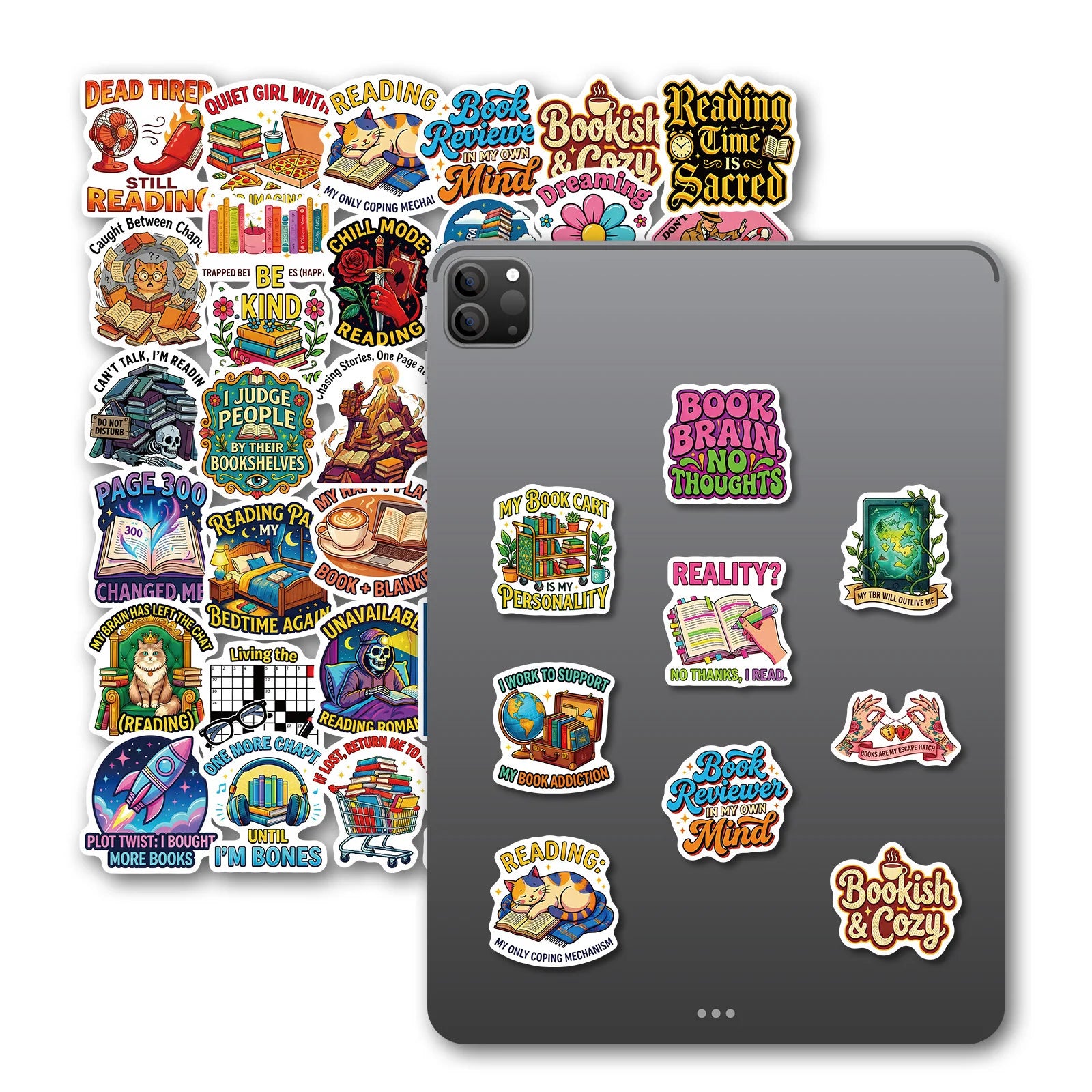 56/112 Pcs Colorful Creative Reading Theme No Repeat Stickers DIY for Phone Notebook Stationery Box Helmet Car Bookshelf Decals
