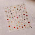 Totem Geometric Symbols Star Moon Nail Art Stickers 5D Gold-embossed Self Adhesive Nails Sticker Luxury Red Gemstone Nail Decals