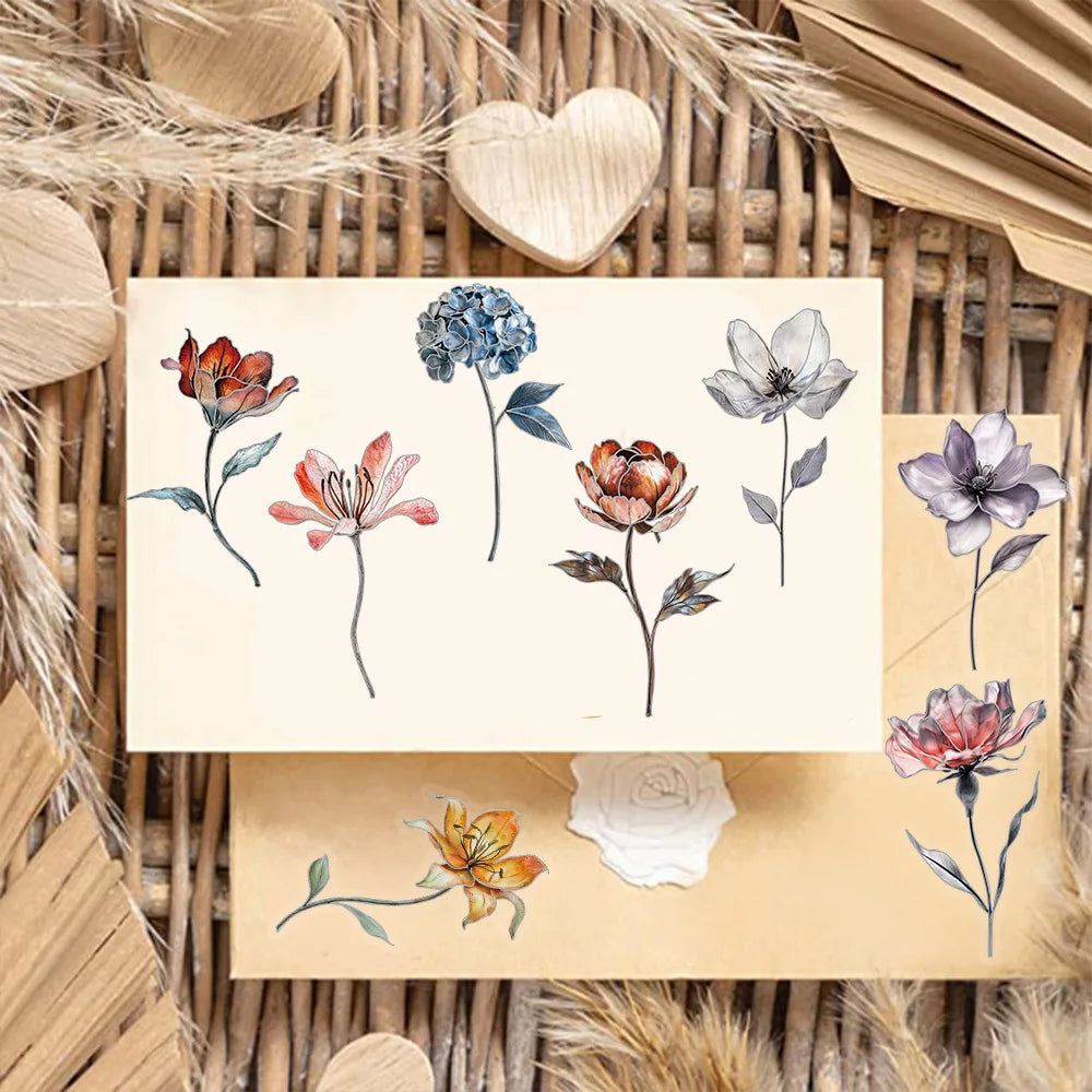 50PCS Silver Stamen Flower Decoration Stickers Computer Scrapbook Refrigerator Phone Case Decoration Stickers