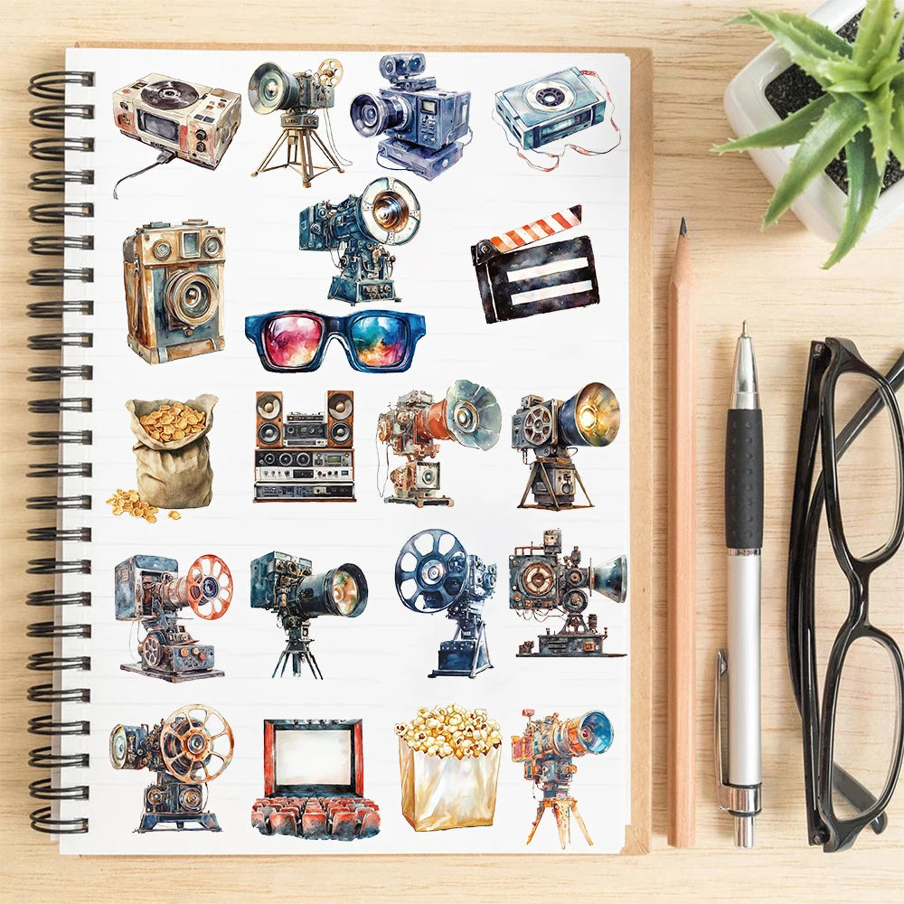 50/100Pcs Movie Projector Stickers Bicycle Coffee Harajuku Coffee Room Waterproof Stationary Laptop Luggage Skateboard Decals