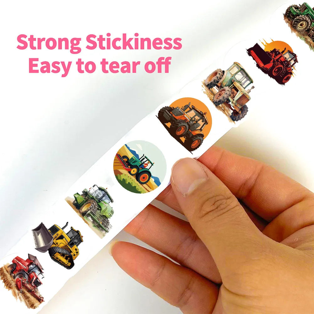 500PCS Cartoon Tractor Roll Stickers Skateboard Art Picture Laptops Graffiti PVC Waterproof Aesthetic Community Dormitory Sticke