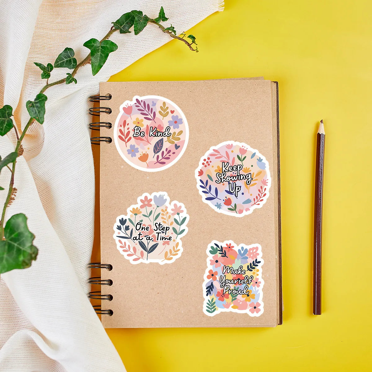 50-Pack Flower Motivational Graffiti Stickers for Students Notebook Laptops Water Bottles Suitcases - Waterproof Decor Sticker
