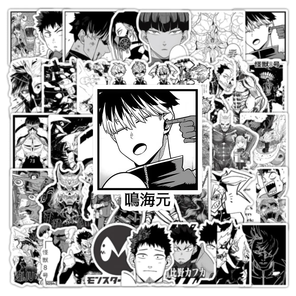 50/100Pcs Black White Monster Cartoon Anime Theme Stickers DIY for Cup Phone File Holder Helmet Album Desk Guitar Decals