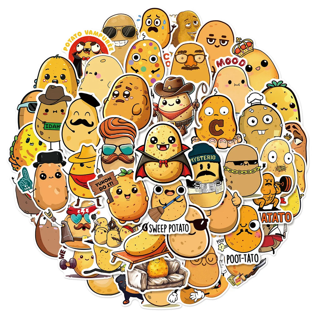 50/100PCS Funy Cute Potato Cartoon Graffiti Stickers - Luggage Laptop Phone Waterproof Stickers