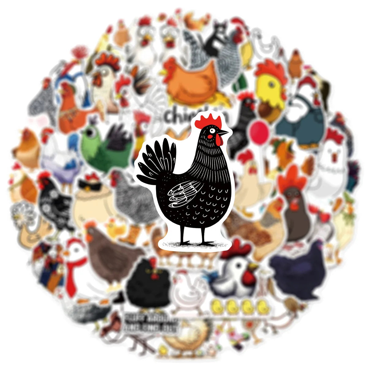 50/100 Pcs Cartoon Funny Hen Rooster No Repeat Doodle Stickers DIY Game for Stationery Box File Holder Phone Vinyl Decals