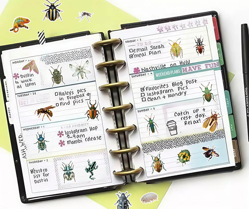 200PCS Cartoon Insect Stickers Exquisite DIY Handbooks Car Water Cups Waterproof Hot Stamping Stickers
