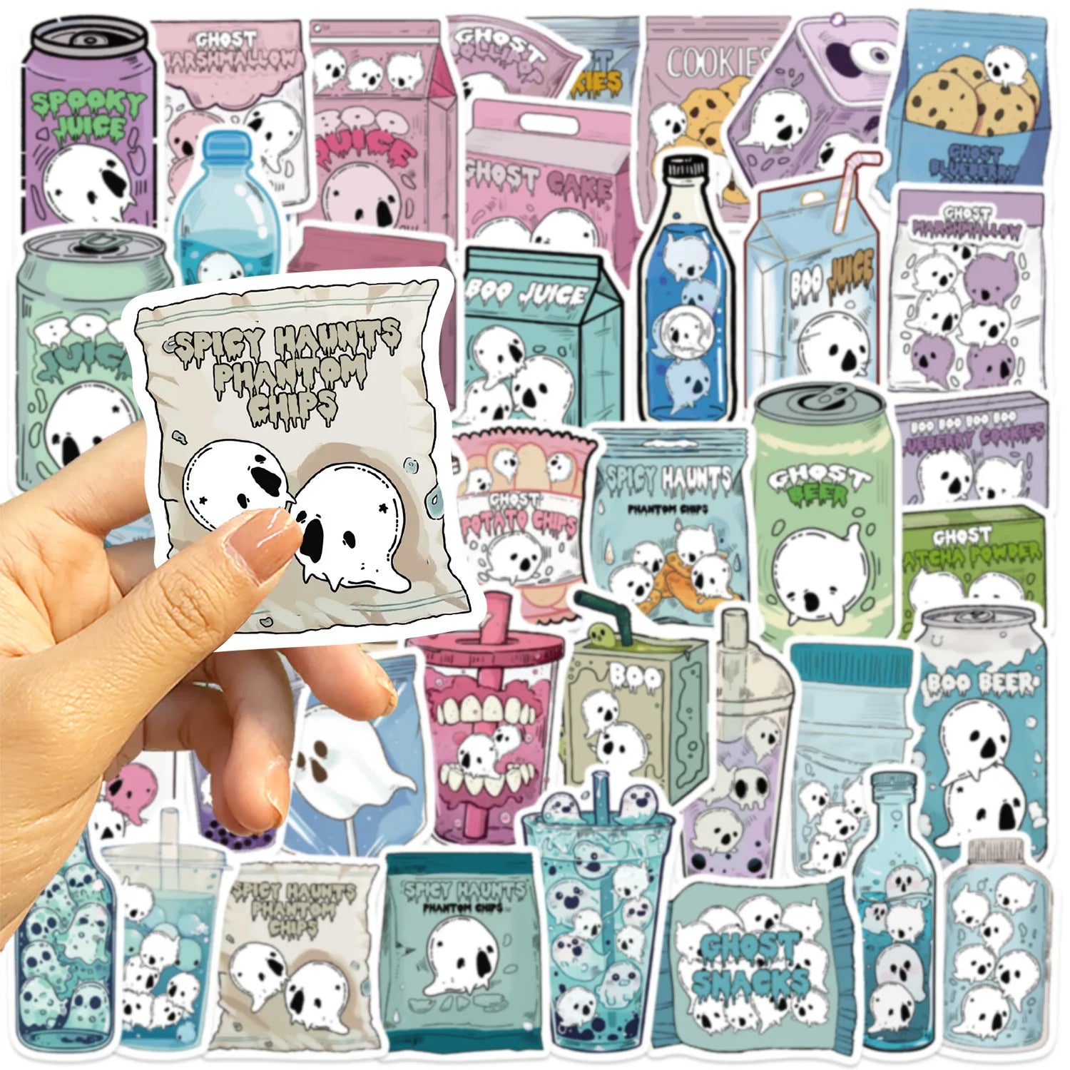 50PCS Cartoon Halloween Food Graffiti Stickers Decorate Guitar Notebook Stationery Luggage DIY Waterproof Stickers