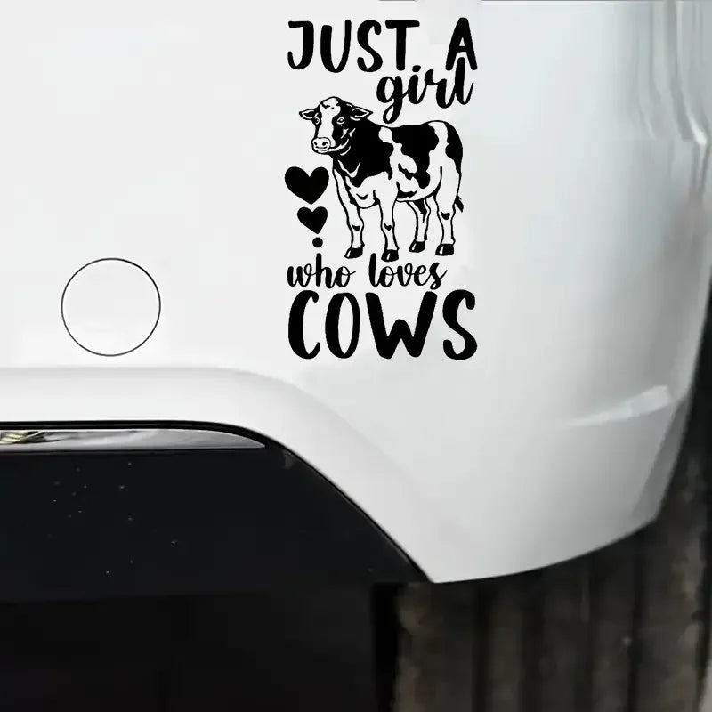 Just A Girl Who Loves Cows Heart Car Stickers For Laptop Water Bottle Truck Van SUV Motorcycle Vehicle Paint Window Wall Cup Too