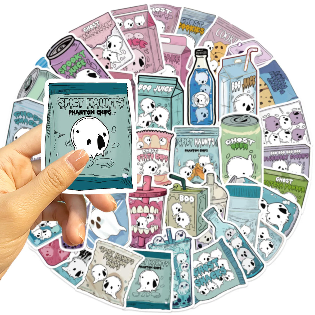 50PCS Cartoon Halloween Food Graffiti Stickers Decorate Guitar Notebook Stationery Luggage DIY Waterproof Stickers
