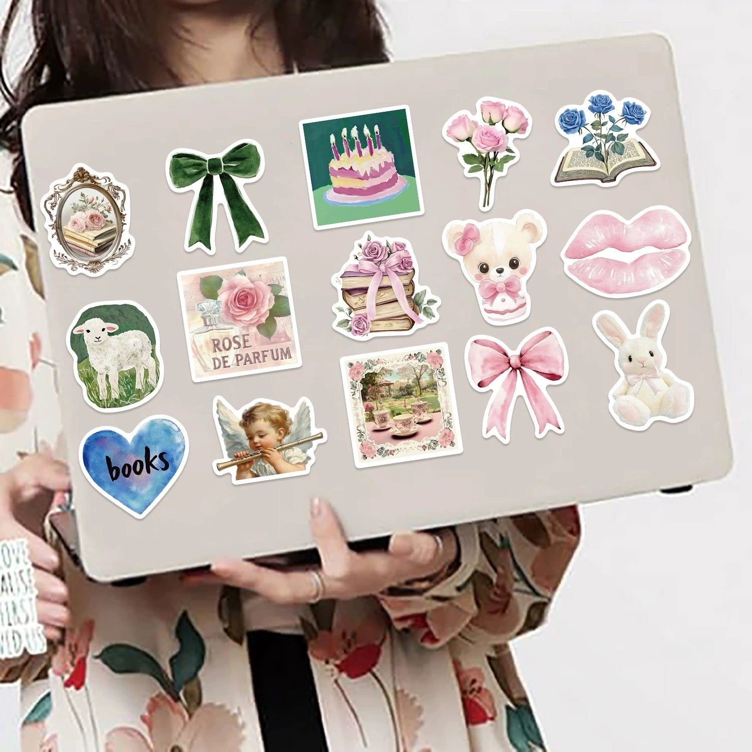 56/112PCS Cartoon Pink Mysterious Girl Graffiti Stickers Decorative Guitar Notebook Luggage DIY Stationery Waterproof Stickers