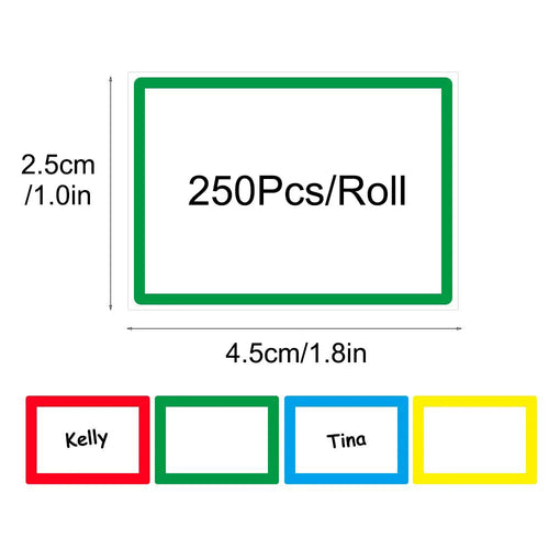 250Pcs/Roll Name Storage Books Classify Stickers,4 Designs 1.0*1.8in DlY Decor Label Perfect For Office Use Home Storage Kitchen