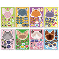 8PCS Cat Cartoon Face Changing Fun Puzzle Stickers DIY Handmade Clip Box Suitable for Tablet Speaker Puzzle Toy Stickers