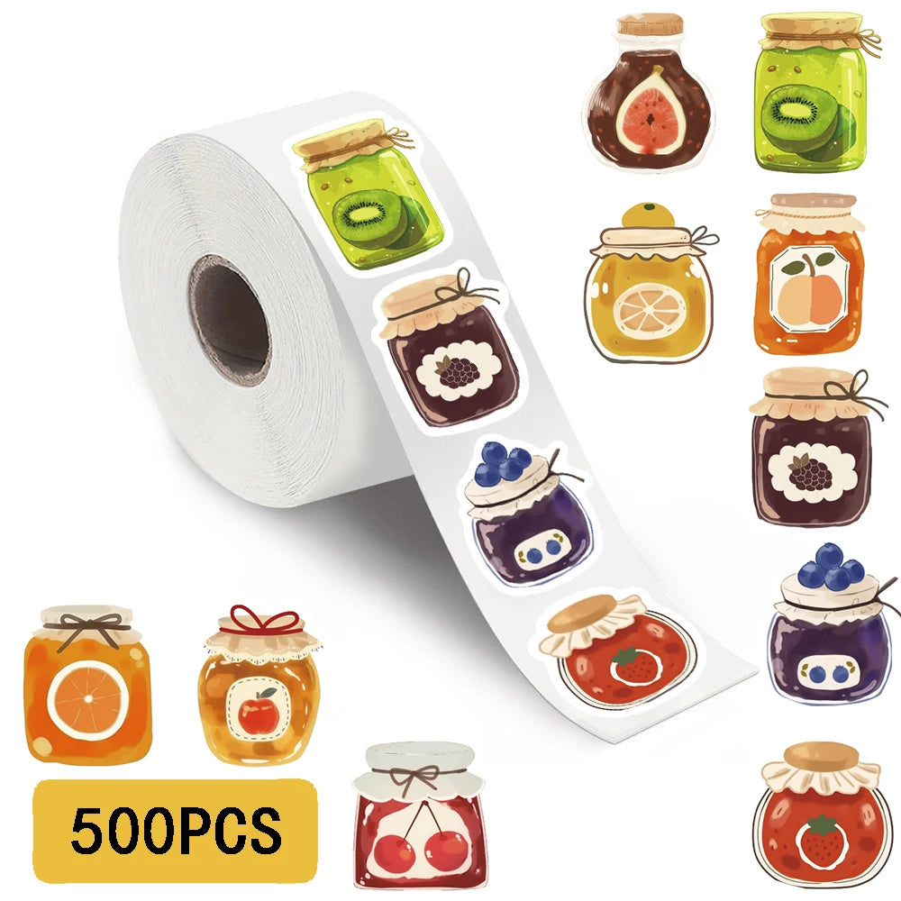 500PCS Jam jar Roll Adhesive Sticker Motorcycle Skateboard Art Coffee Living Luggage Phone Cool Waterproof Phone Laptop Decals