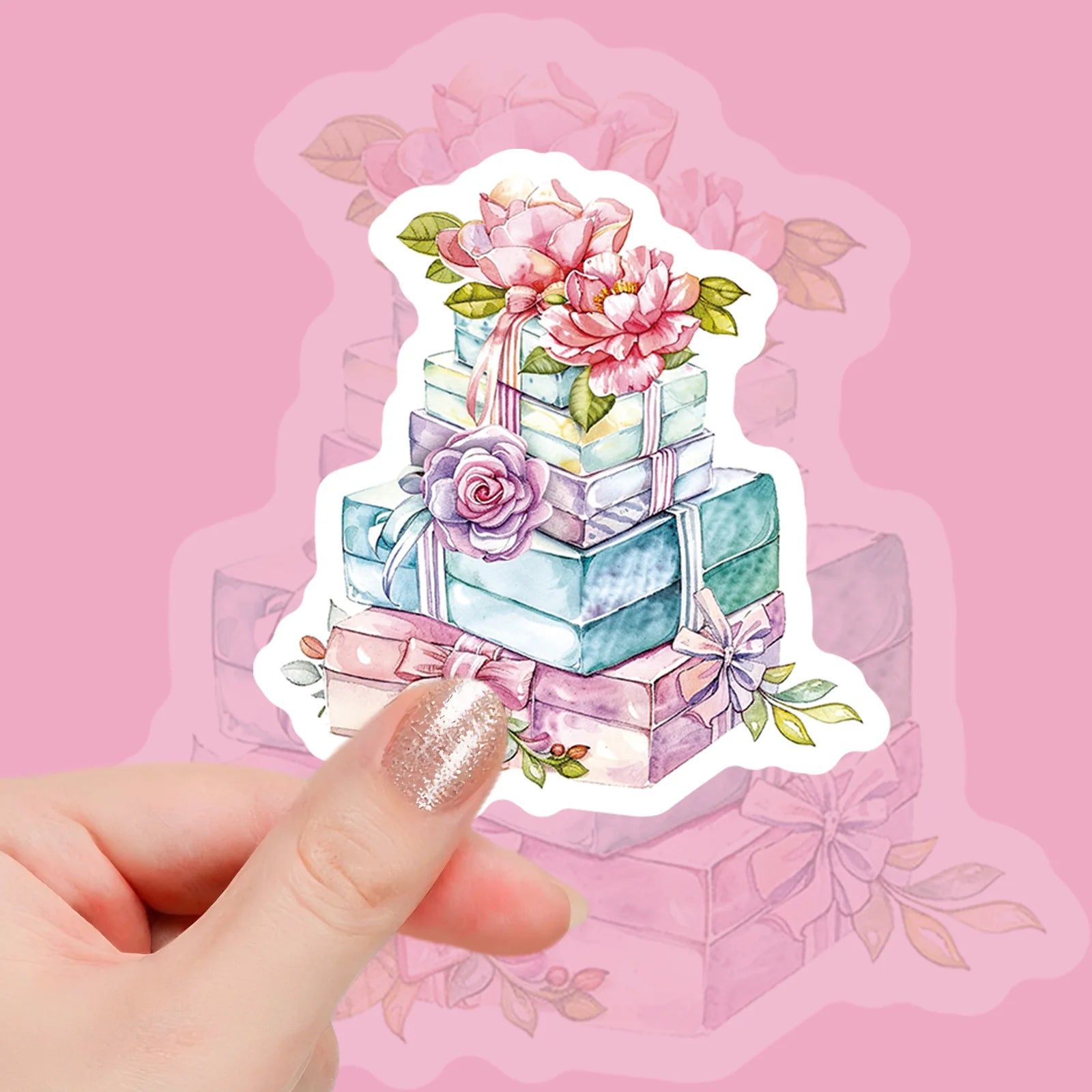 56PCS Vintage Wedding Flower Stickers Gift Box Party Decoration Stationery Notebook Suitcase Fridge DIY Aesthetic Decal Sticker