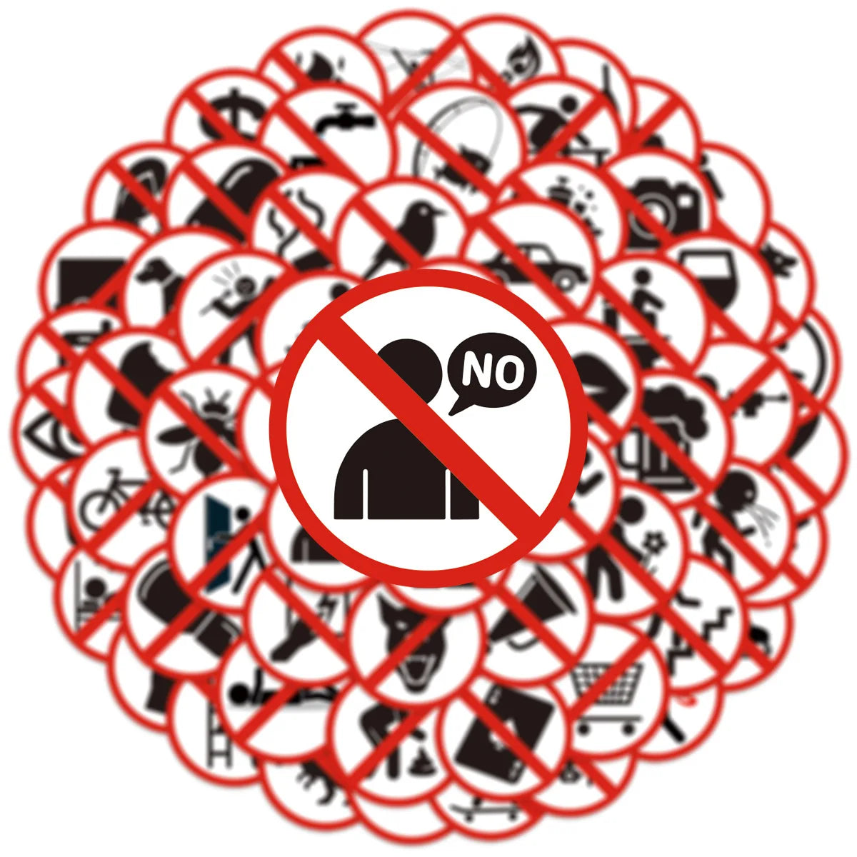 63PCS Funny No Sign Graffiti Stickers Creative Warning Signs Notebook Stationery Box Decorative Stickers