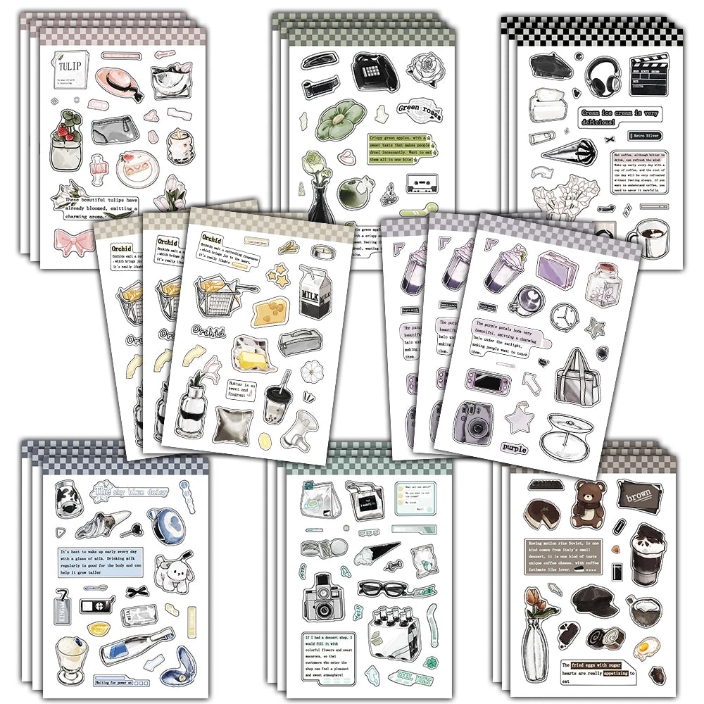8/16PCS Waiting For The Weekend Collage Skateboards Transparent  Phone Cartoon Living Room Stationery Decals Graffiti Collages