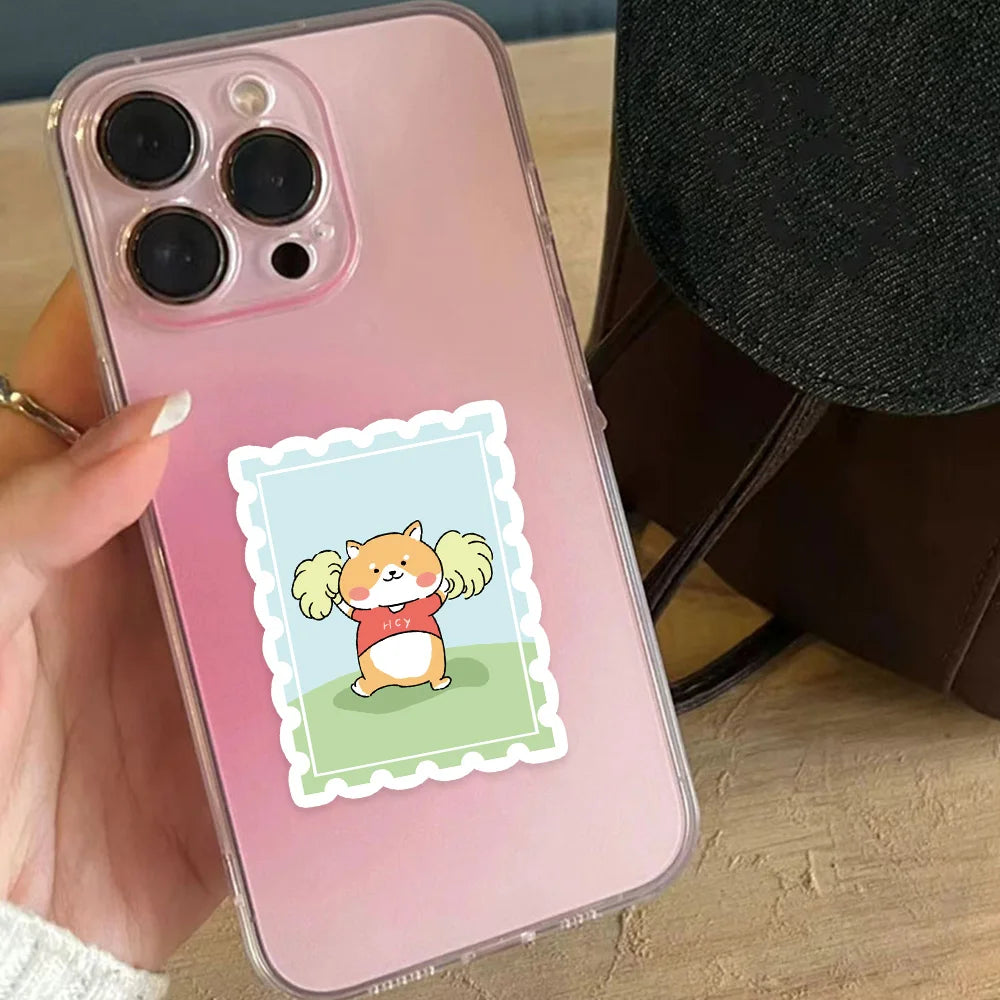50PCS Hot Dog Firewood Stamp Cute Stickers Animal Stickers DIY Luggage Manual Phone Case Notebook Envelope Label Stickers